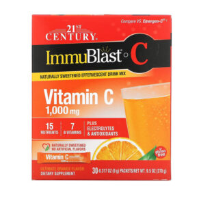 Thực phẩm chức năng 21st Century ImmuBlast-C Vitamin C Effervescent Drink Mix Ultimate Orange 1,000 mg 30 Packets 0.317 oz (9 g) Each 740985278437