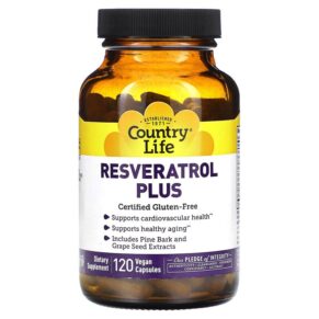 Thực phẩm chức năng Country Life Resveratrol Plus 120 Vegan Capsules 15794073185