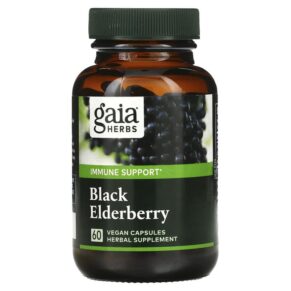 Thực phẩm bổ sung Gaia Herbs, Black Elderberry with Acerola Fruit, 60 Vegan Capsules, 751063400602