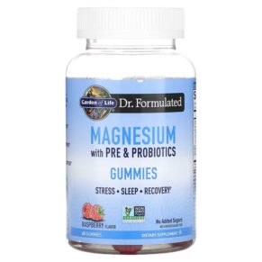 Thực phẩm chức năng Garden of Life Magnesium with Pre & Probiotics Gummies Raspberry  60 Gummies 658010130899