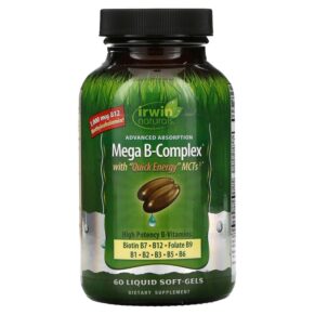 Thực phẩm chức năng Irwin Naturals Mega B-Complex with Quick Energy MCT's 60 Liquid Soft-Gels 710363579791