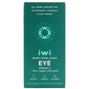 Thực phẩm chức năng iWi Eye Omega-3 + Zinc Copper and Lutein 30 Softgels 818353020442