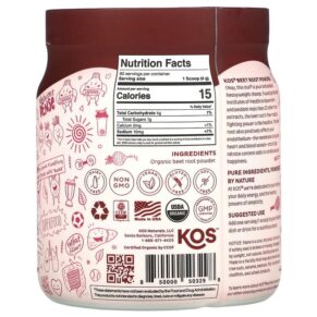 Thực phẩm bổ sung KOS, Organic Beet Root Powder, 12.7 oz (360 g), 850000503298