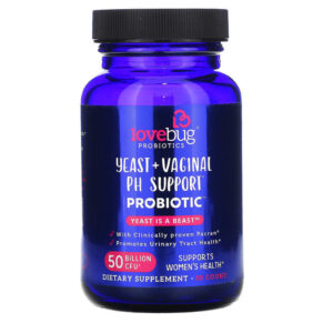 Thực phẩm bổ sung LoveBug Probiotics, Yeast + Vaginal PH Support Probiotic, Advanced Strength, 50 Billion CFU, 30 Count, 864377000199