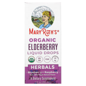 Thực phẩm chức năng MaryRuth Organics Organic Elderberry Liquid Drops Herbals Blueberry + Raspberry 1 fl oz (30 ml) 856645008150