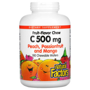 Thực phẩm chức năng Natural Factors Fruit-Flavor Chew Vitamin C Peach Passionfruit and Mango 500 mg 180 Chewable Wafers 68958013251