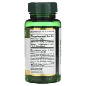 Thực phẩm bổ sung Nature's Bounty, D3, 125 mcg (5,000 IU), 150 Rapid Release Softgels, 74312193774