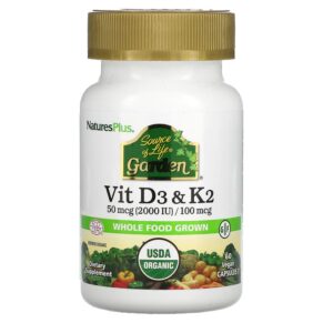 Thực phẩm chức năng NaturesPlus Source of Life Garden Vit D3 & K2 60 Vegan Capsules 097467307407