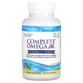 Thực phẩm bổ sung Nordic Naturals, Complete Omega Junior, Ages 6-12, Lemon, 180 Mini Soft Gels, 768990027758