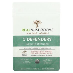 Thực phẩm chức năng Real Mushrooms Organic 5 Defenders Immune Strength 1.59 oz (45 g) 627843438700