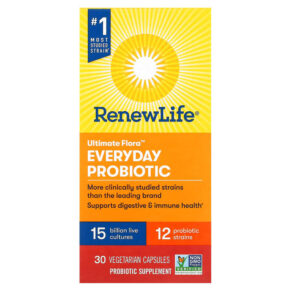 Thực phẩm chức năng Renew Life Ultimate Flora Everyday Probiotic 15 Billion Live Cultures 30 Vegetarian Capsules 631257120977