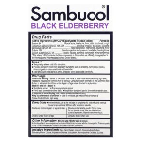 Thực phẩm bổ sung Sambucol, Black Elderberry, Cold & Flu Relief, 30 Quick Dissolve Tablets, 896116001501