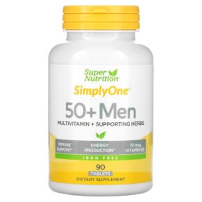 Thực phẩm chức năng Super Nutrition SimplyOne Men's 50+ Multivitamin with Supporting Herbs Iron Free 90 Tablets 33739001987