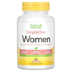 Thực phẩm chức năng Super Nutrition SimplyOne Women’s Multivitamin + Supporting Herbs Iron-Free 90 Tablets 033739002199